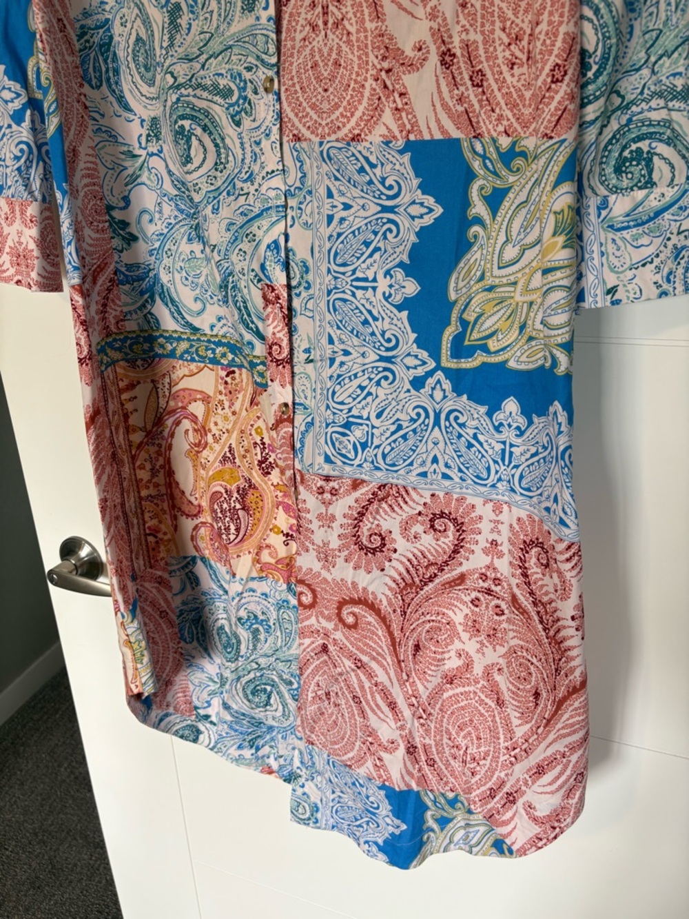 Anthropologie Maeve the Soren long sleeve shirt dress size M patchwork paisley - Picture 5 of 11